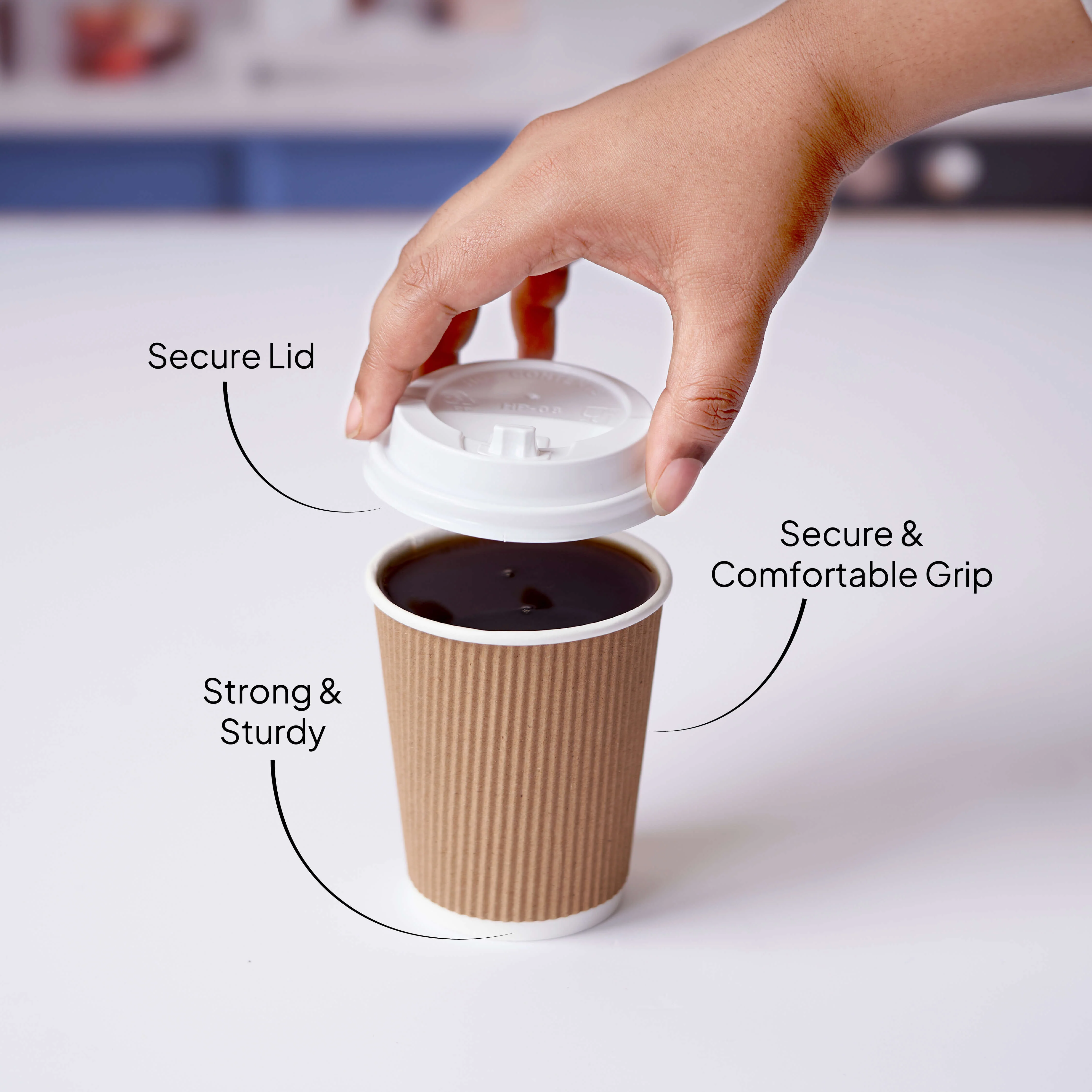 12 Oz Kraft Ripple Paper Cup With Lid 10 Pieces - Image 7