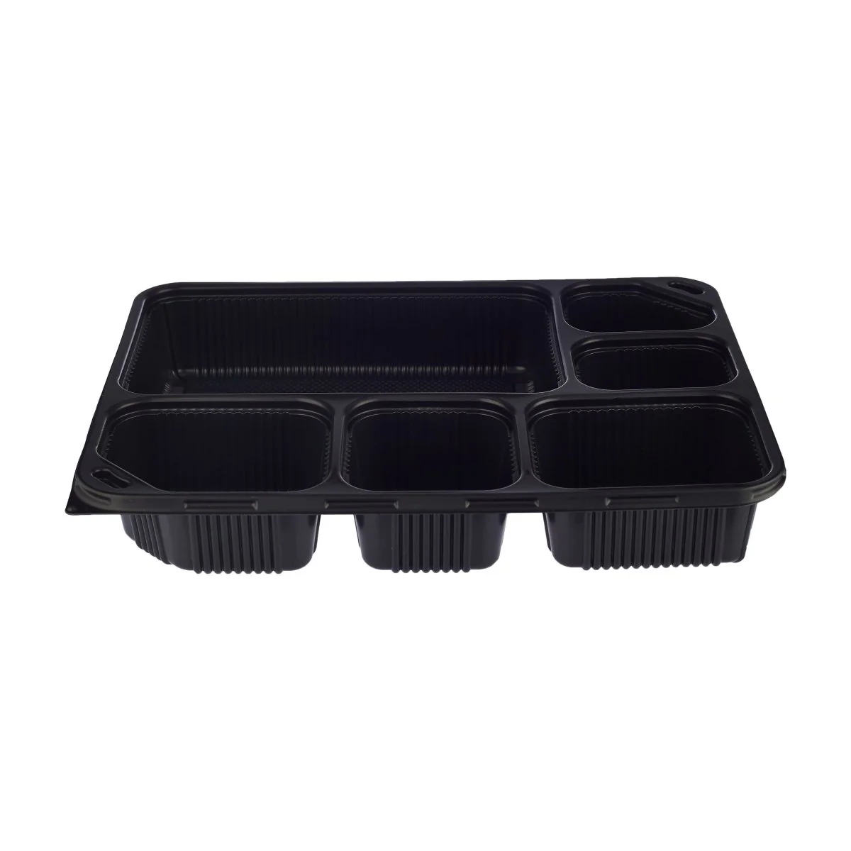 Black Base Rectangular 6-Compartment Container + Lids 150 Pieces - Image 4