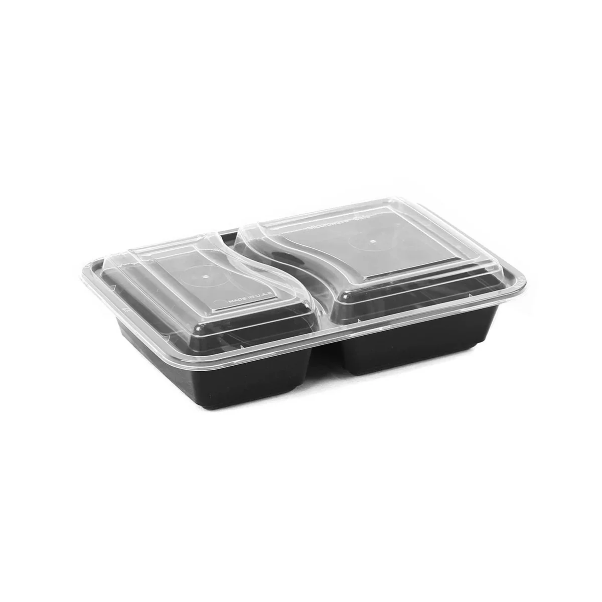 Black Base Rectangular Compartment Microwavable Container - Image 2