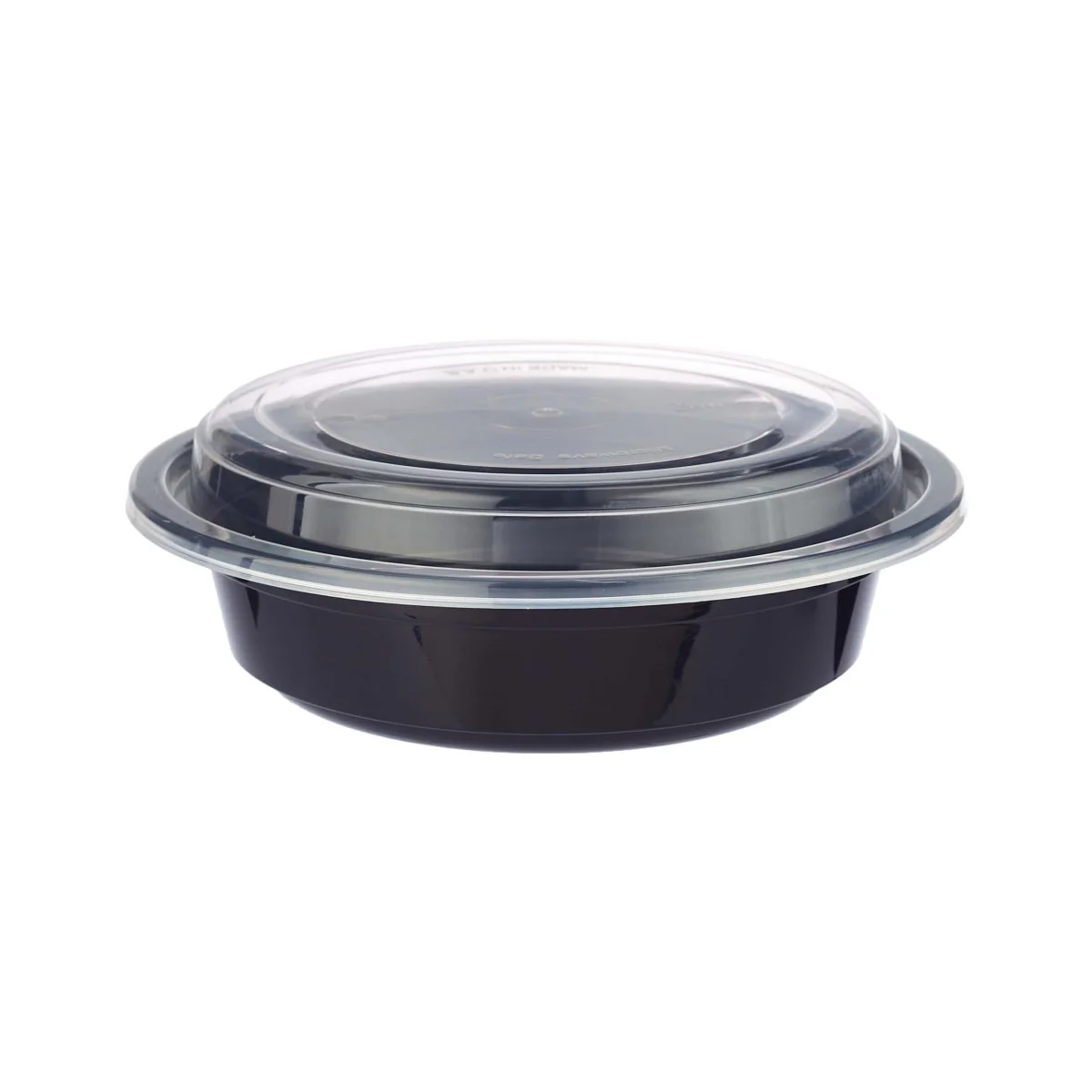 Black Base Round Microwavable Container with Lid - Image 2