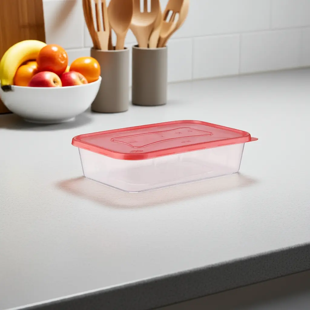 Clear Rectangular Heavy Duty Microwave Container with Color Lids - Image 15