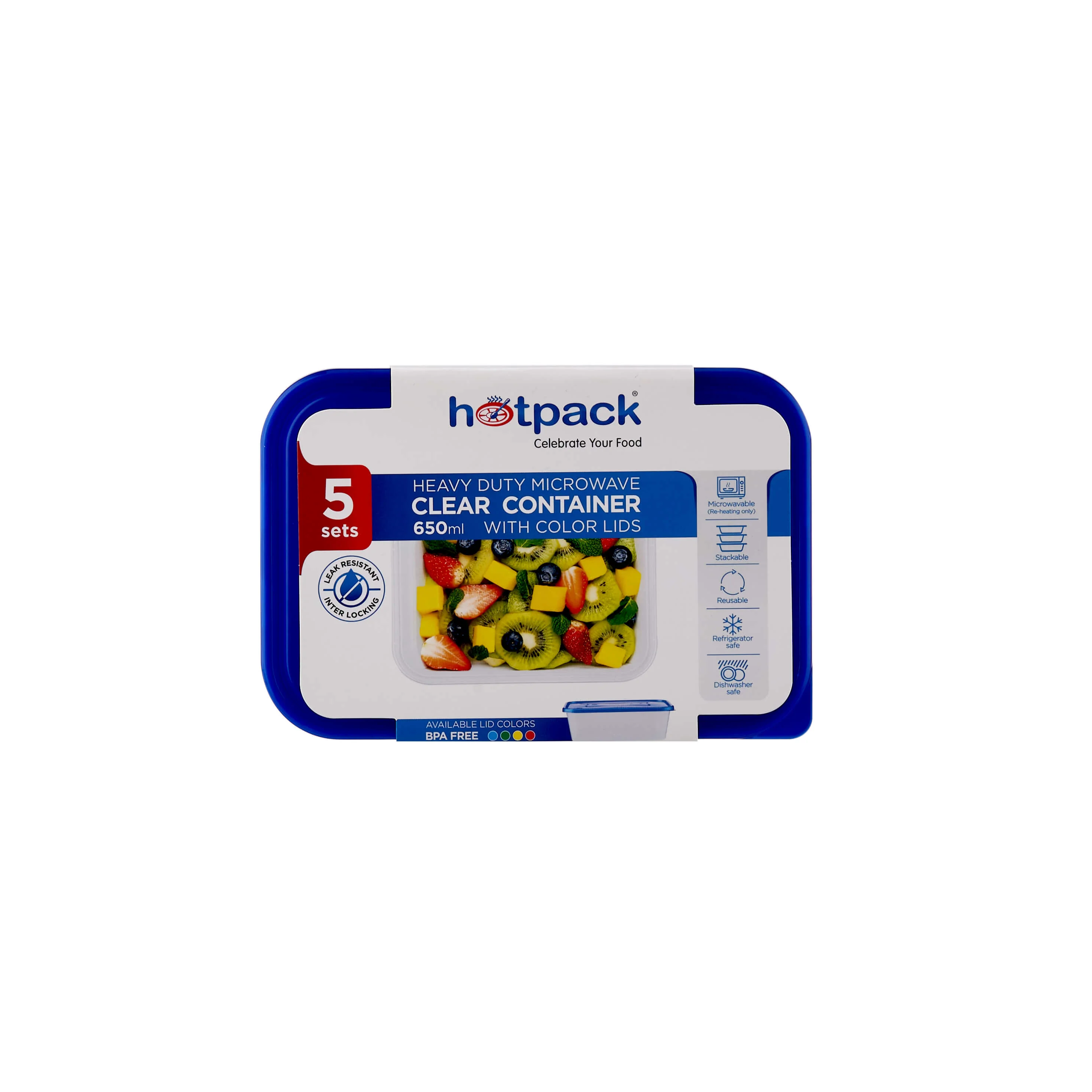 Clear Rectangular Heavy Duty Microwave Container with Color Lids - Image 20