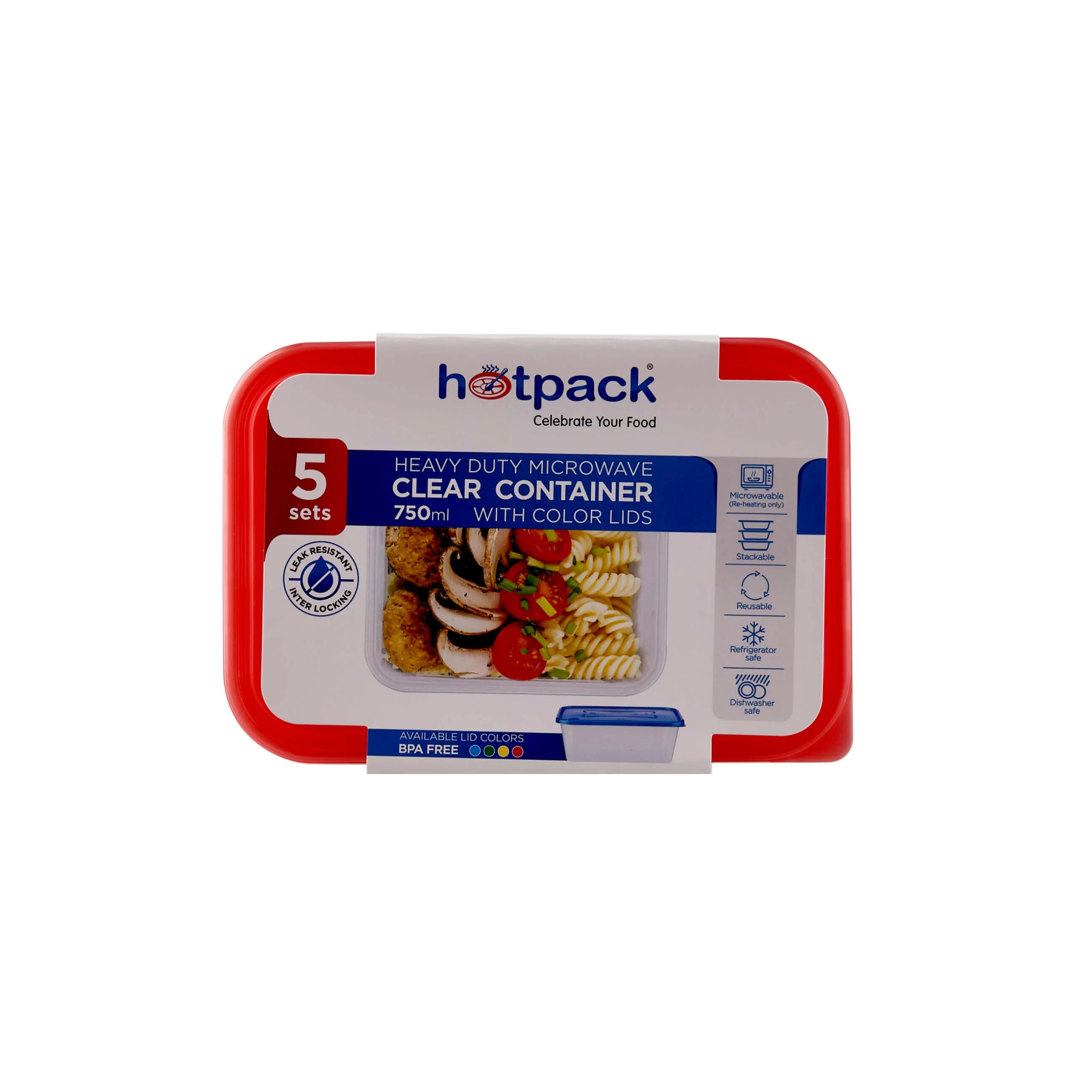 Clear Rectangular Heavy Duty Microwave Container with Color Lids - Image 53