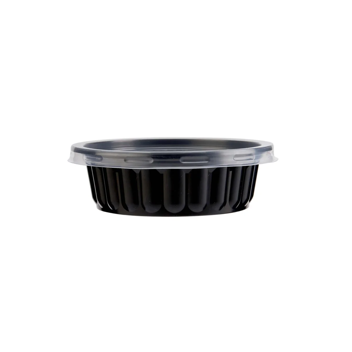 Plastic Ribbed Round Black Container