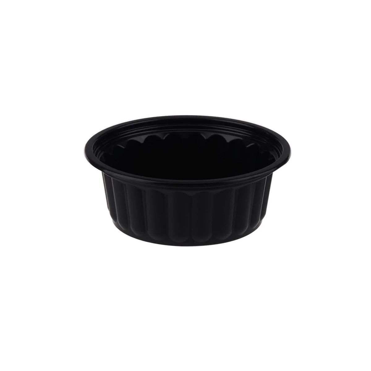 Plastic Ribbed Round Black Container - Image 6