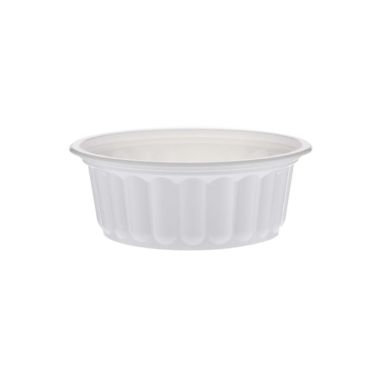Plastic Ribbed Round Container White - Image 3
