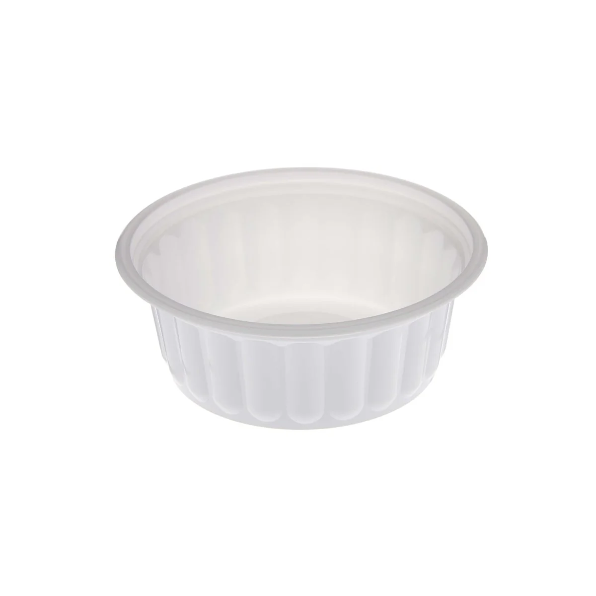 Plastic Ribbed Round Container White - Image 5