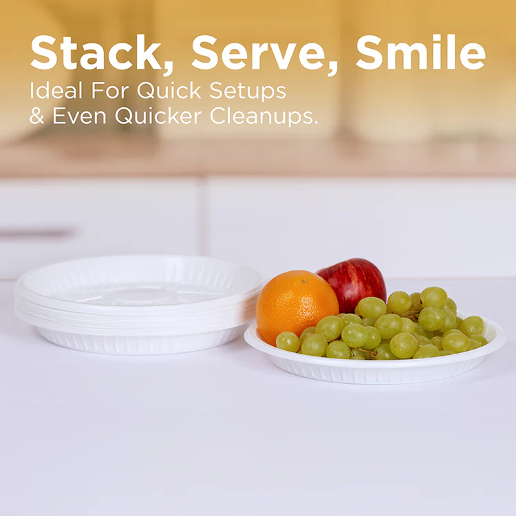 Round Plastic Plate White - Image 4