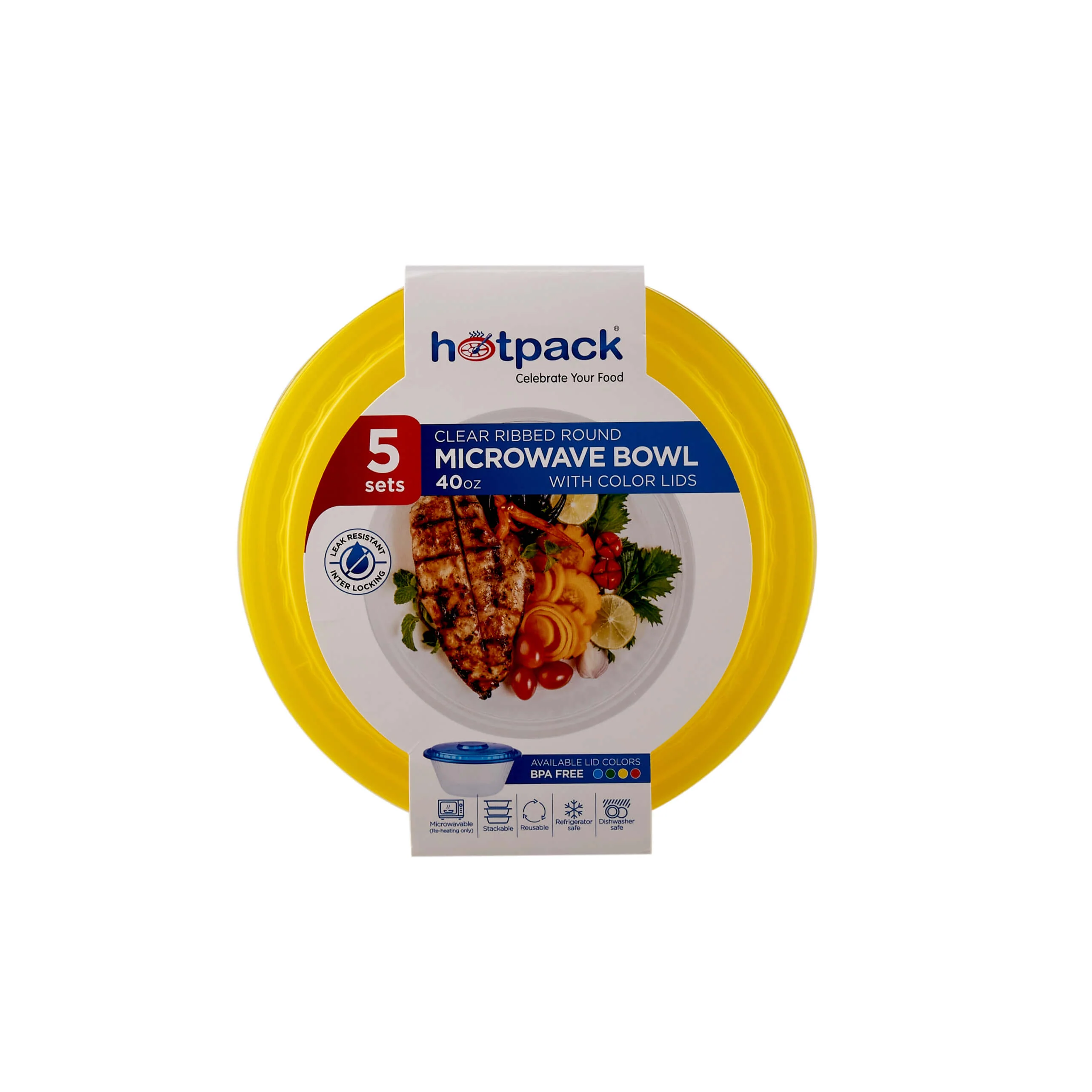Round Ribbed Microwave Bowl With Color Lid - Image 49